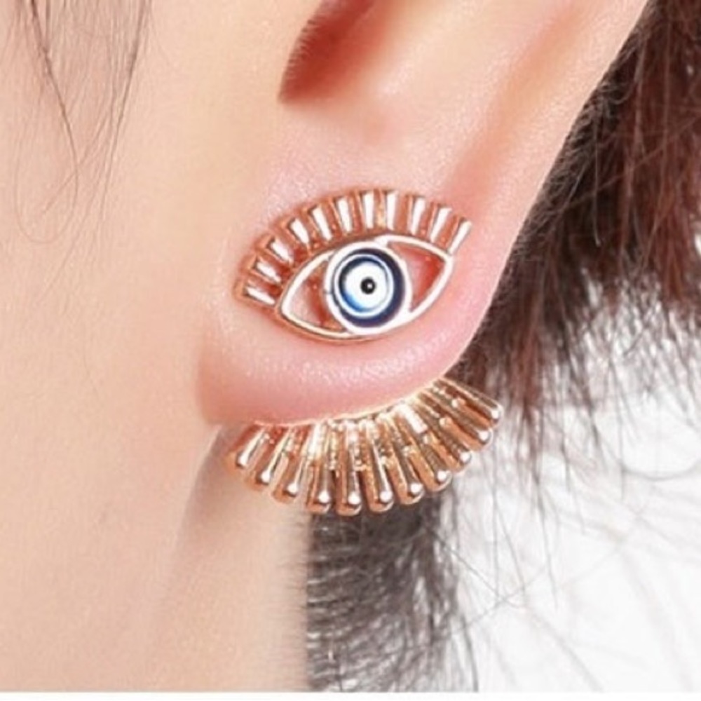 Blue Evil Eye Spiritual Prayer Meditation Greek Tiny Stud Silver/Gold Earrings